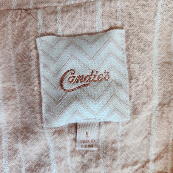 Candie's Women's Pastel Salmon Linen-Blend Long Sleeve Blazer/Suit Jacket  L - Picture 10 of 14